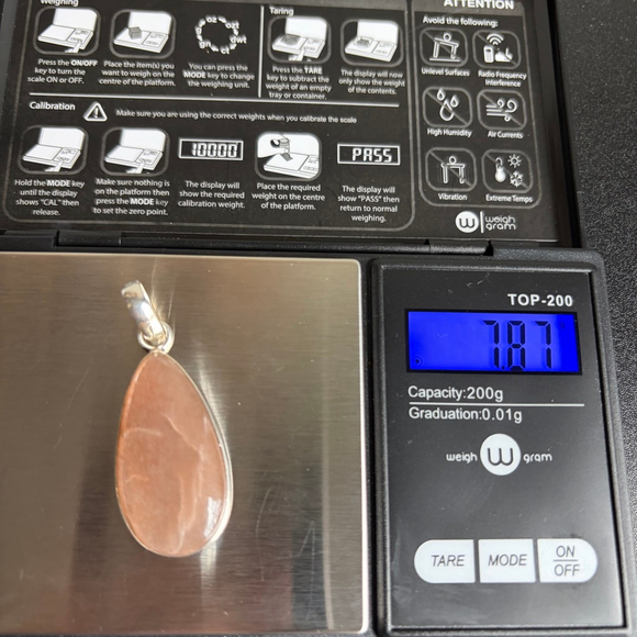 Solid Sterling Silver 925 Peach Moonstone Pendant Cherry Quartz Necklace New - Picture 11 of 11